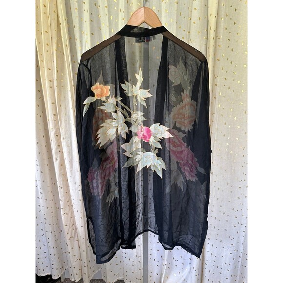 Dawn Hangzhou Liming Textiles 100% Silk Sheer Floral Open Kimono One Size - Picture 5 of 7
